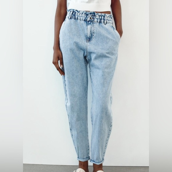 ZARA HIGH-WAISTED PAPERBAG BAGGY JEANS - Picture 8 of 8